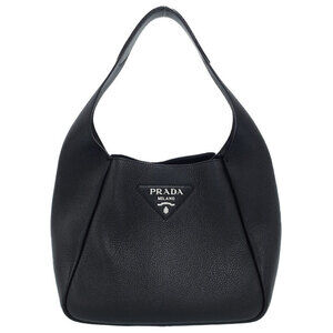Prada Vitello Daino Dynamique Hobo Shoulder Bag Black